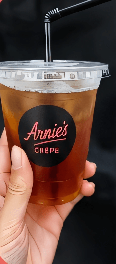 Arnie's のロゴ入りカップのアイスティー